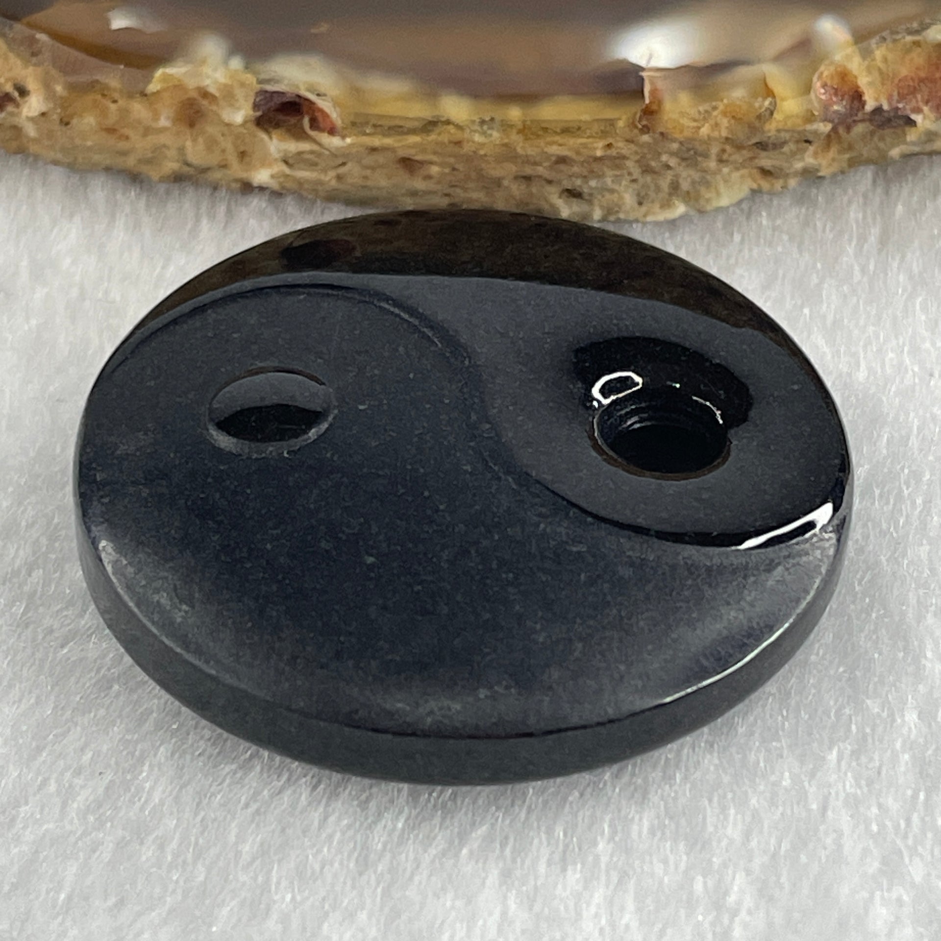 Type A Opaque Black Omphacite Jadeite Yin Yang Pendant 21.93g 35.9 by 9.7mm - Huangs Jadeite and Jewelry Pte Ltd