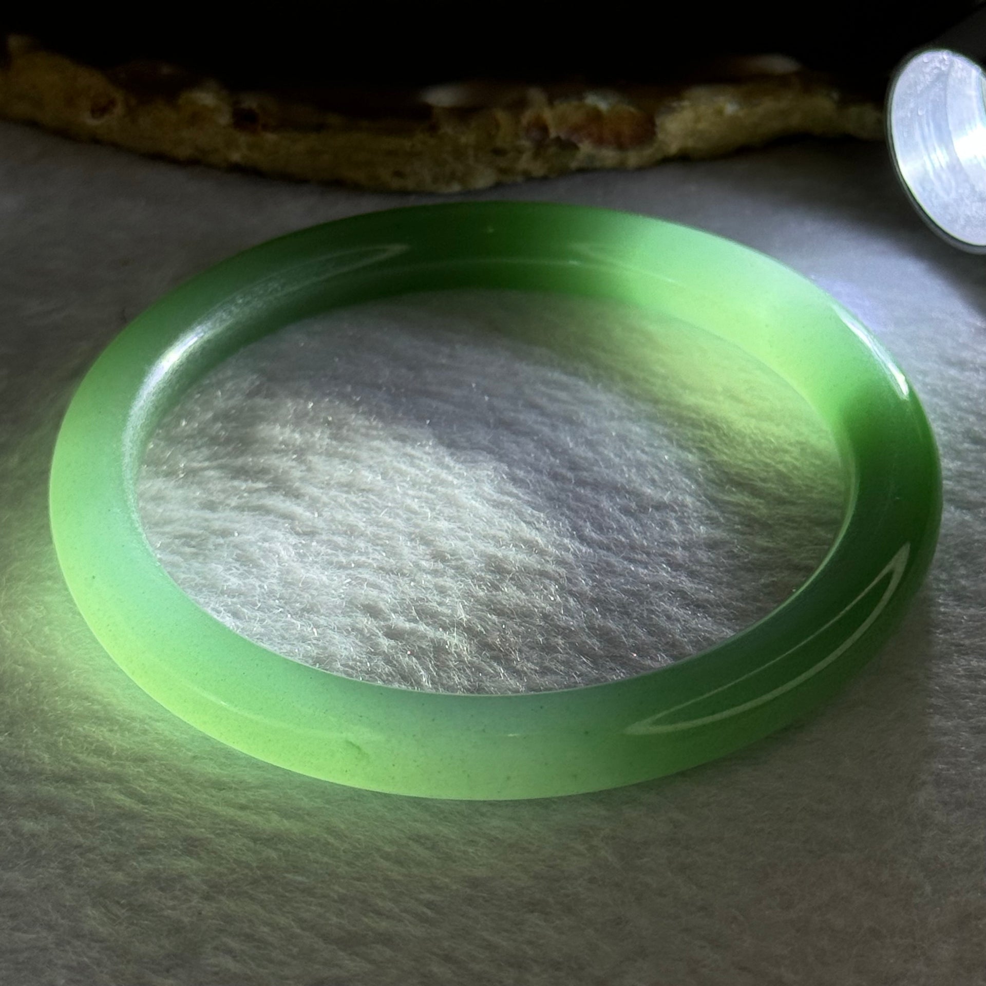 Transparent Green Quartzite Jade Bangle 天山玉手镯 Internal Diameter 59.5mm 27.39g 8.3 by 8.3mm - Huangs Jadeite and Jewelry Pte Ltd