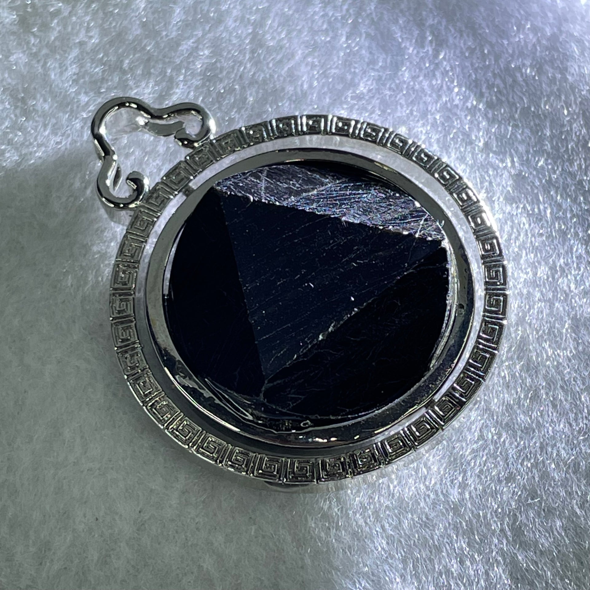 Natural Hypersthene in Stainless Steel Pendant 24.14g 25.0 by 9.6mm - Huangs Jadeite and Jewelry Pte Ltd