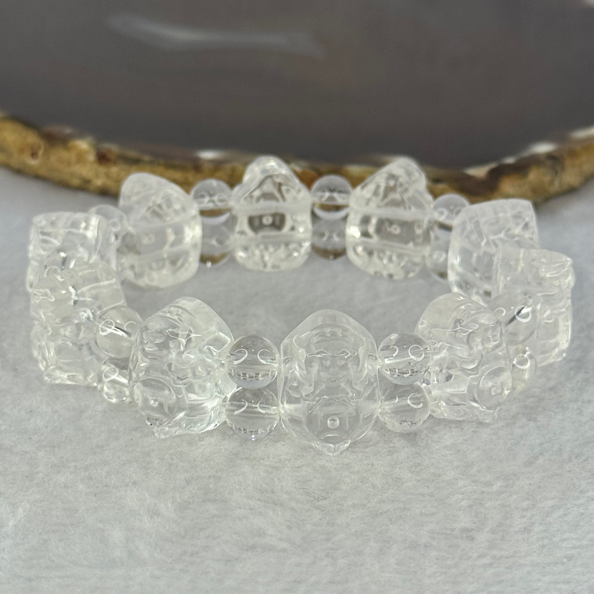 Natural Clear Quartz Dragon Turtle and Beads Bracelet 56.42g 17cm 17.9 by 13.2 by 11.7mm 10 Dragon Turtle - Huangs Jadeite and Jewelry Pte Ltd