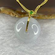 Type A Lavender Jadeite Ping An Kou Donut 平安扣 in 18k Gold Setting 9.43g 18.8 by 18.9 by 13.5mm with 925 Silver Necklace - Huangs Jadeite and Jewelry Pte Ltd