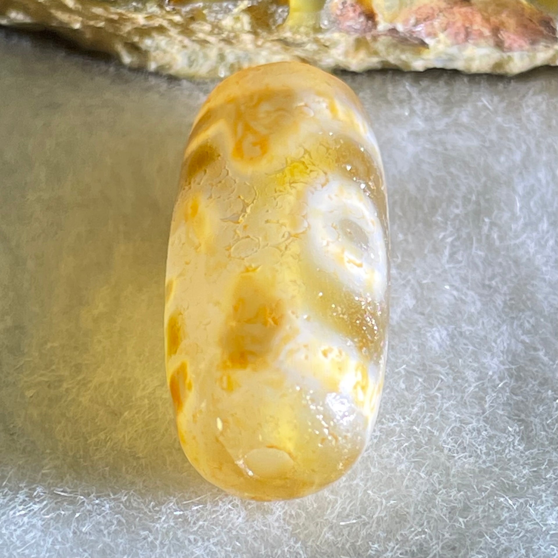 Natural Powerful Tibetan Old Oily Agate 3 Eyes Dzi Bead Heavenly Master (Tian Zhu) 三眼天诛 5.95g 26.5 by 11.7mm - Huangs Jadeite and Jewelry Pte Ltd