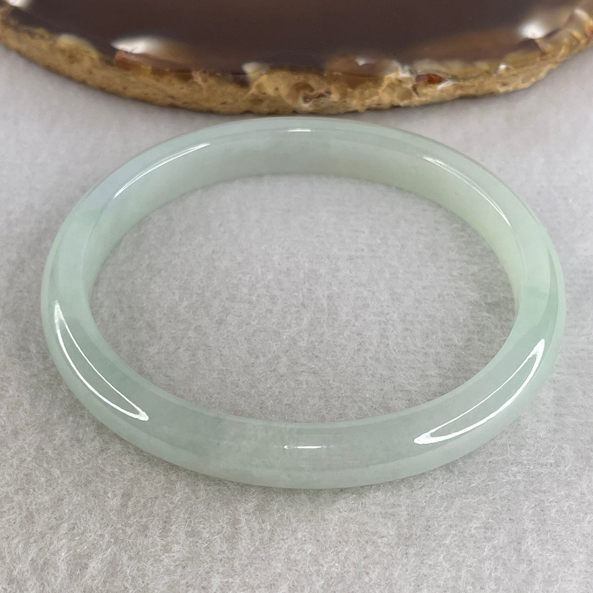 Certified Natural Type A Jelly Light Green Jadeite Oval Bangle | 54.9mm Inner Diameter (25.60g | 8.5x6.3mm | Heart Chakra Harmony, Serene Vitality & Wealth Shield) (Slight Internal Line)