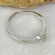 Type A Semi Icy Green Cabochon Jadeite in S925 Sliver Ring (Adjustable Size) 1.09g 4.0 by 2.0mm - Huangs Jadeite and Jewelry Pte Ltd