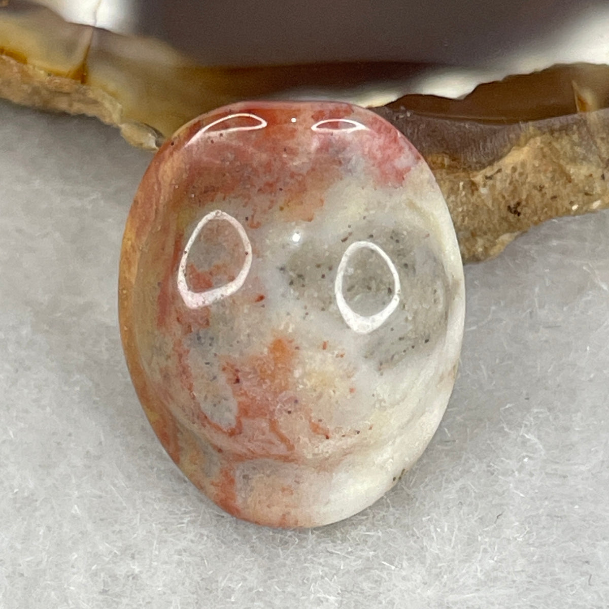 Natural White & Red Agate Turtle Shell Charm Pendant | Carved Carnelian Agate Longevity Talisman (4.20g | 19.3 x 15.8 x 11.1mm)
