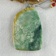 Grand Master Type A Green with Spicy Green and Yellow Piao Hua Jadeite Phoenix with Flower Double Side Pendant 86.78g 72.0 by 48.0 by 12.5mm - Huangs Jadeite and Jewelry Pte Ltd