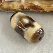 Natural Powerful Tibetan Old Oily Agate 3 Eyes Dzi Bead Heavenly Master (Tian Zhu) 三眼天诛 3.10g 18.5 by 10.1mm - Huangs Jadeite and Jewelry Pte Ltd