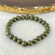 Natural Pyrite Beads Bracelet 天然黄铁矿手链 15.64g 13cm 6.4mm 25 Beads - Huangs Jadeite and Jewelry Pte Ltd