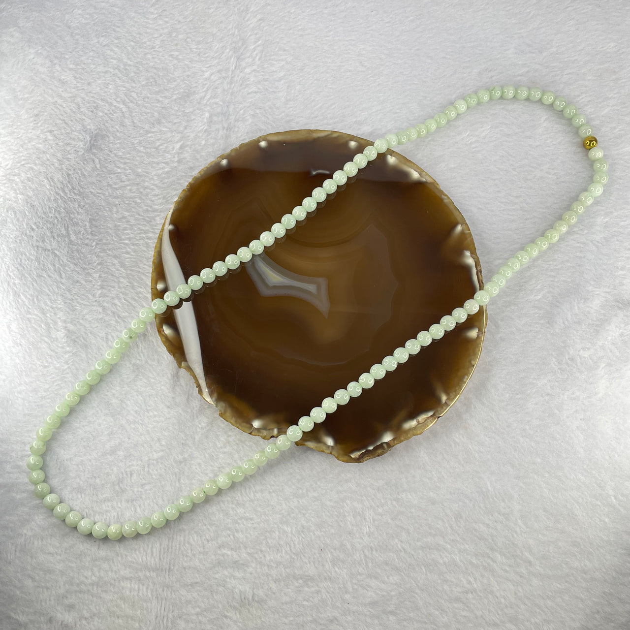 Type A Semi Light Green Jadeite 108 beads necklace 6.9mm 57.57g - Huangs Jadeite and Jewelry Pte Ltd