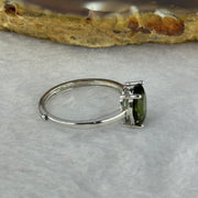 Natural Faceted Czech Republic Moldavite Meteorite Crystal in S925 Sliver Ring (Adjustable Size) 天然捷克陨石925银戒指 1.43g 9.0 by 7.0 by 4.6mm - Huangs Jadeite and Jewelry Pte Ltd