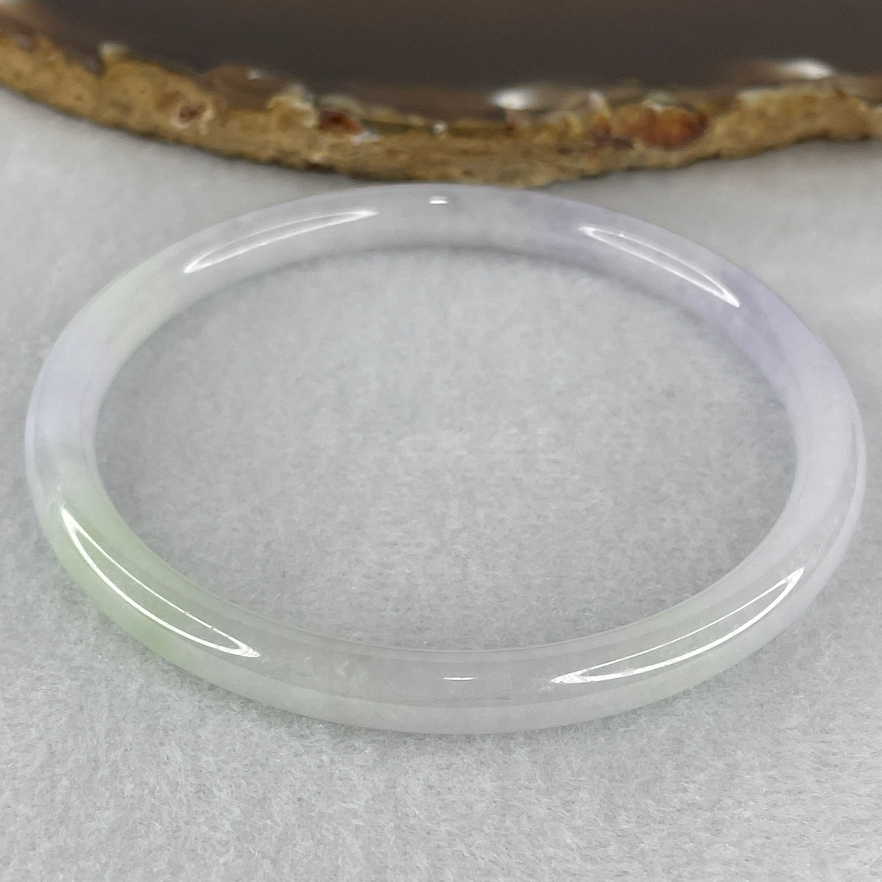 Certified Natural Type A Jelly Light Lavender & Green Jadeite Bangle | Sleek Fine-Strand Round Court Silhouette | "Royal Spring" Balance & Aura Protection Bangle (20.60g | 60.5mm Inner Diameter | Close to Perfect)