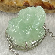 Type A Light Blueish Green Jadeite Male Pixiu in S925 Sliver Bracelet 5.79g 16.8 by 13.1 by 9.9mm - Huangs Jadeite and Jewelry Pte Ltd