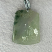 Type A Semi Icy Green Piao Hua Jadeite Shan Shui with Benefactor Gui Ren Pendent 13.79g 34.8 by 27.7 by 4.9mm - Huangs Jadeite and Jewelry Pte Ltd