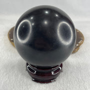 Natural Shungite Ball Display With Wooden Stand 775.36g 78.0 by 97.5mm - Huangs Jadeite and Jewelry Pte Ltd