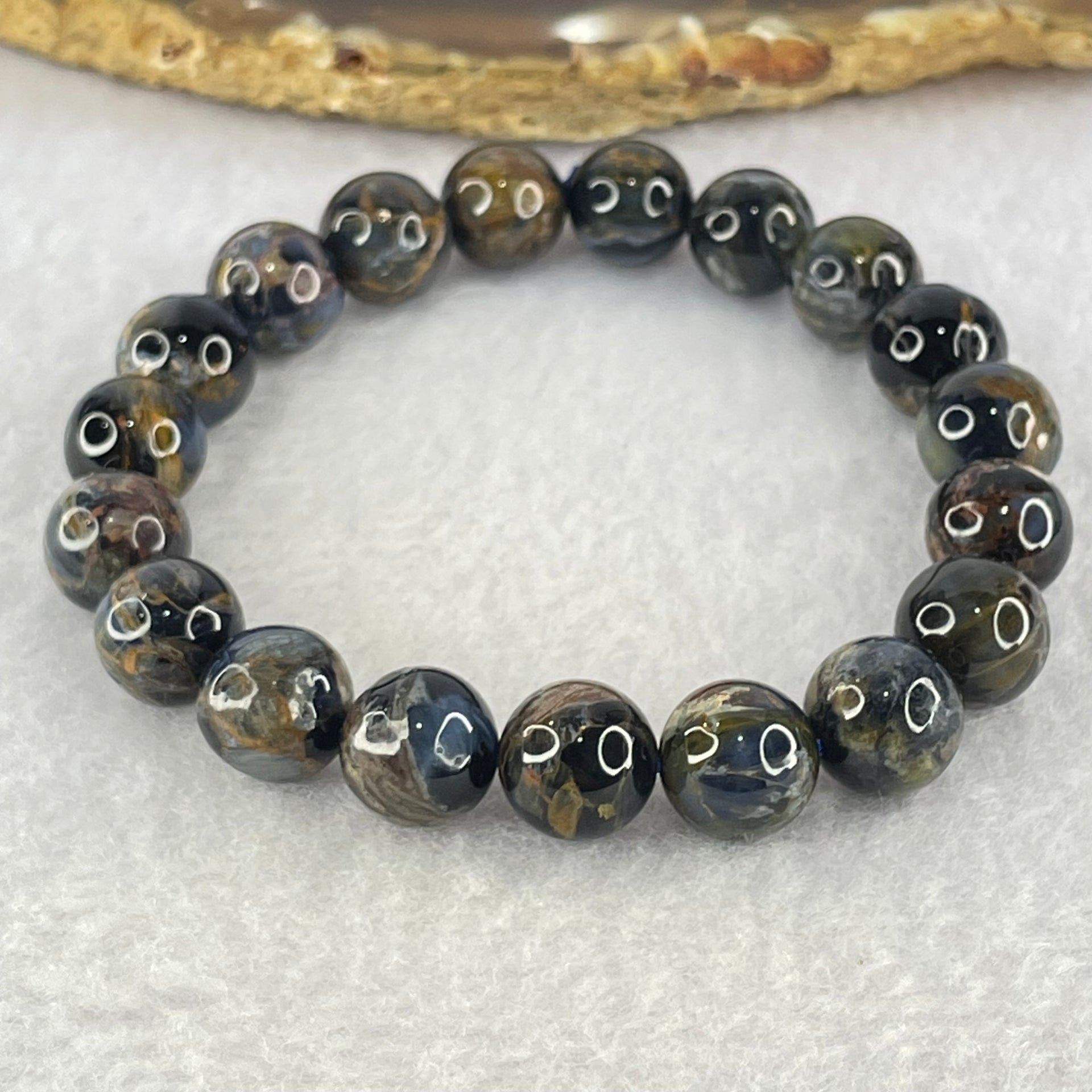 Good Grade Natural Petersite Beads Bracelet 26.38g 16cm 10.4mm 19 Beads - Huangs Jadeite and Jewelry Pte Ltd