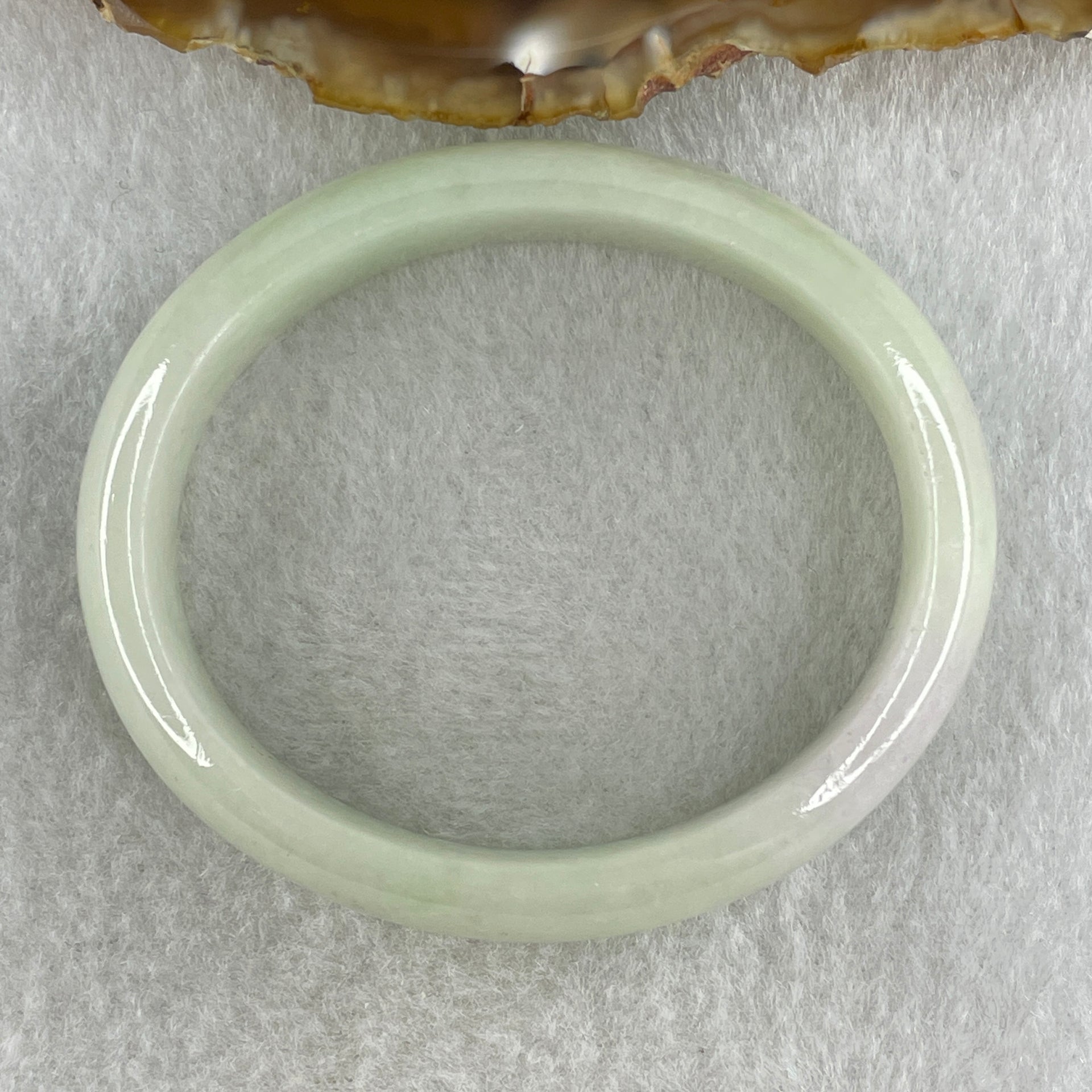 Type A Natural Light Green Light Lavender Jadeite Oval Bangle 42.33g Inner Diameter 53.1mm 14.6 by 6.3mm (Internal Line) - Huangs Jadeite and Jewelry Pte Ltd
