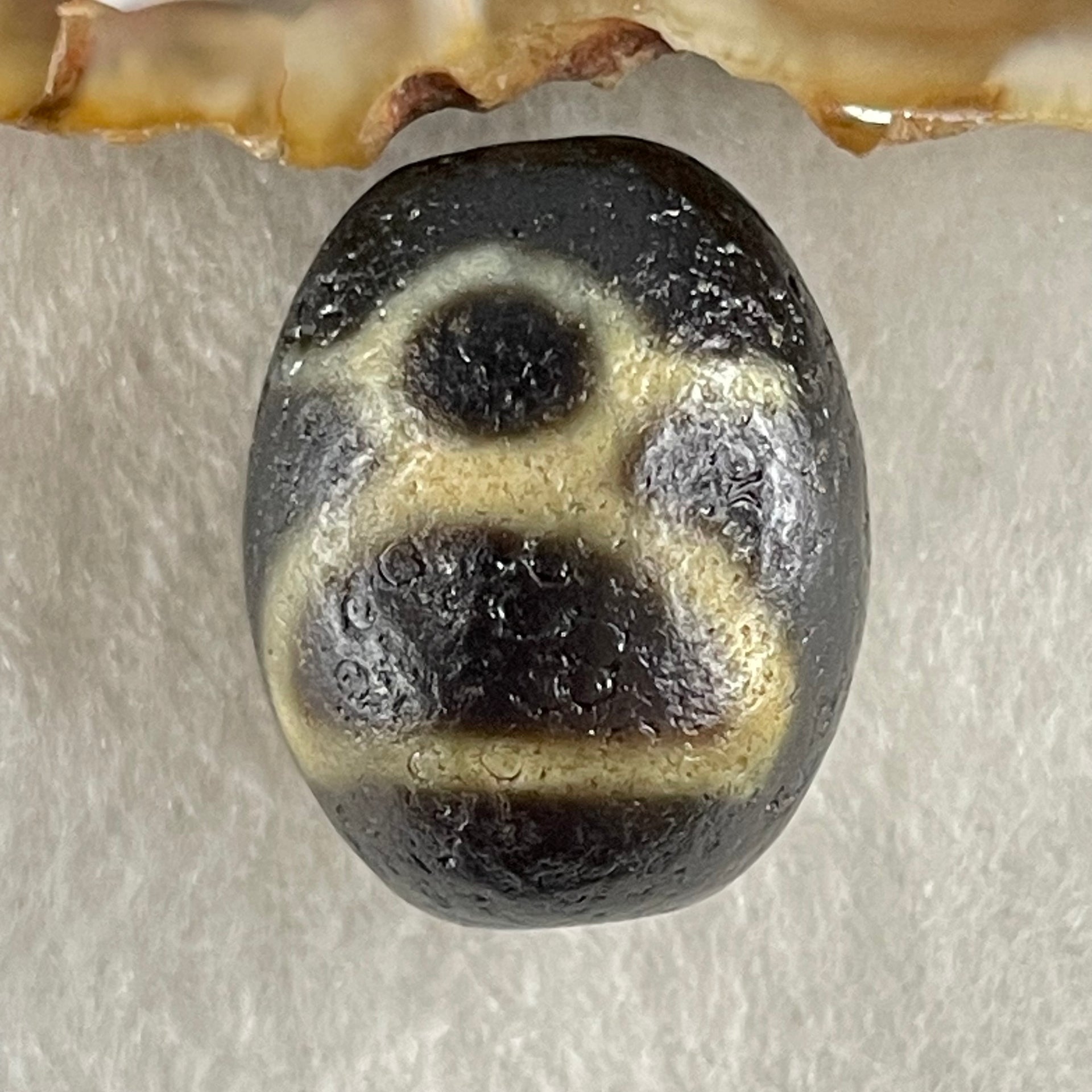 Natural Powerful Tibetan Old Oily Agate Double Cai Shen Dzi Bead Heavenly Master (Tian Zhu) 双财神长天珠 8.12g 20.8 by 16.8mm - Huangs Jadeite and Jewelry Pte Ltd