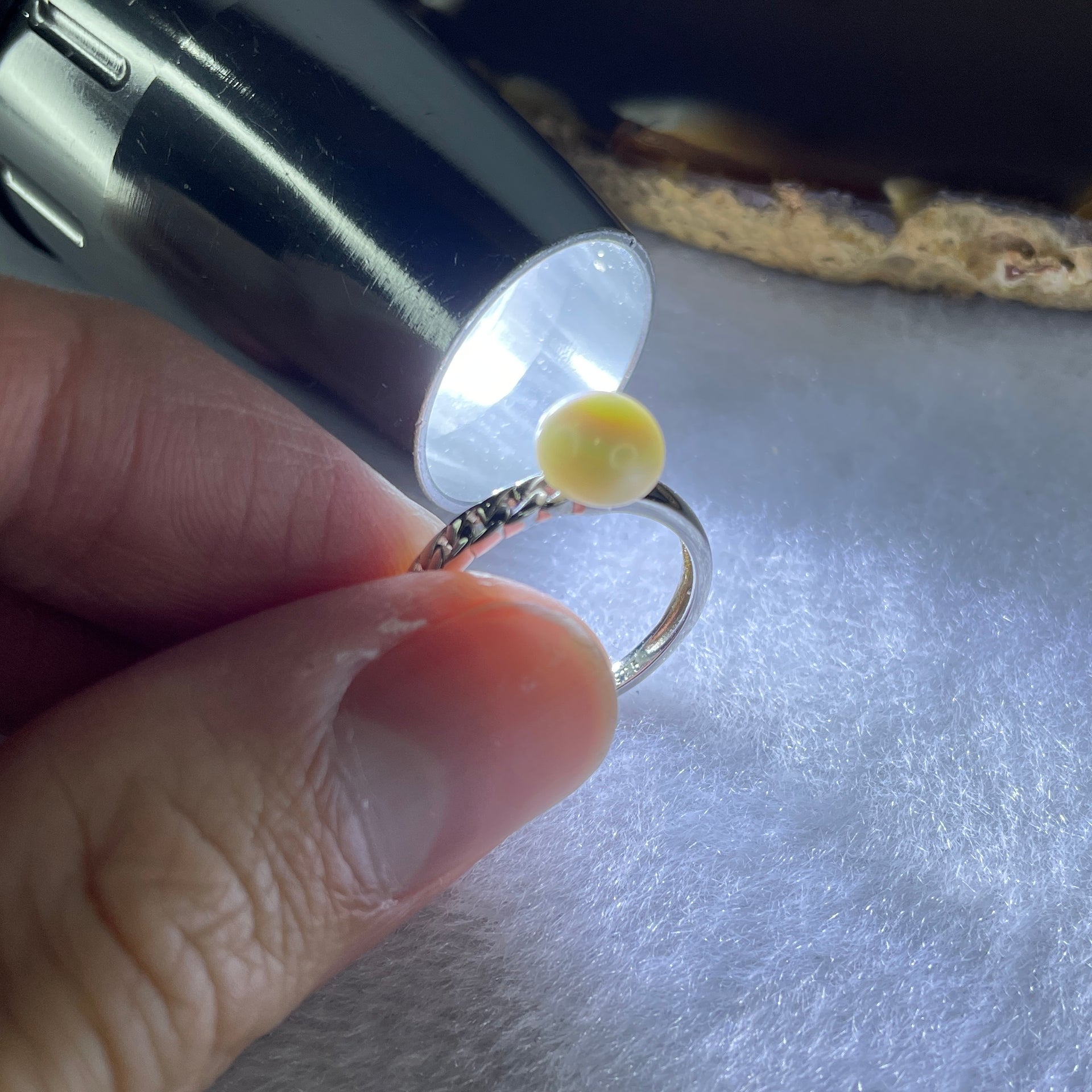Natural-Fresh-Water-Pearl-in-S925-Sliver-Ring-1.54g-6.7-by-4.8mm-US-5.5-HK-11.8