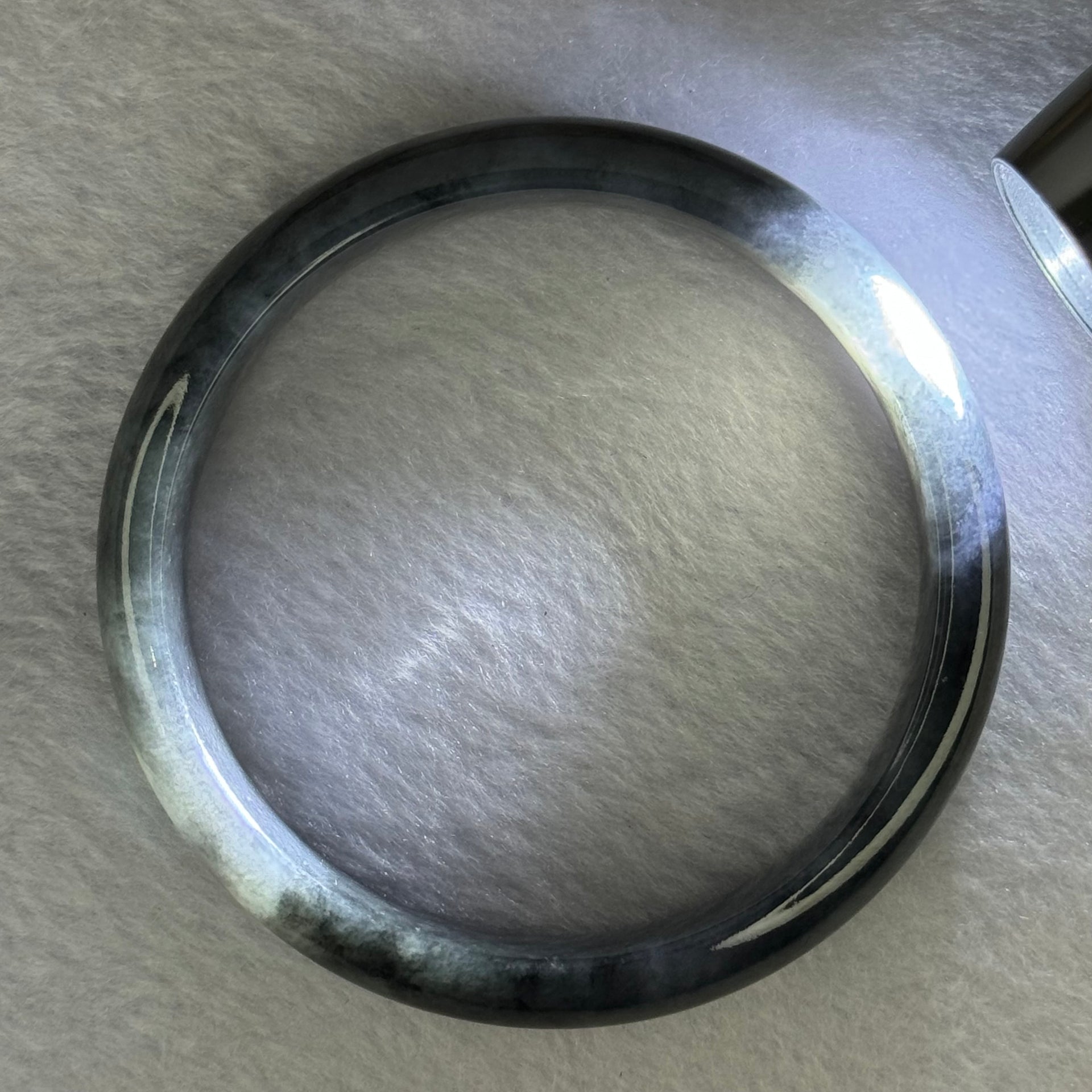 Type A Translucent Wuji Black Grey Jadeite Bangle 54.12g Internal Diameter 59.6mm 4.0 by 7.4mm (Very Fine Internal Lines) - Huangs Jadeite and Jewelry Pte Ltd