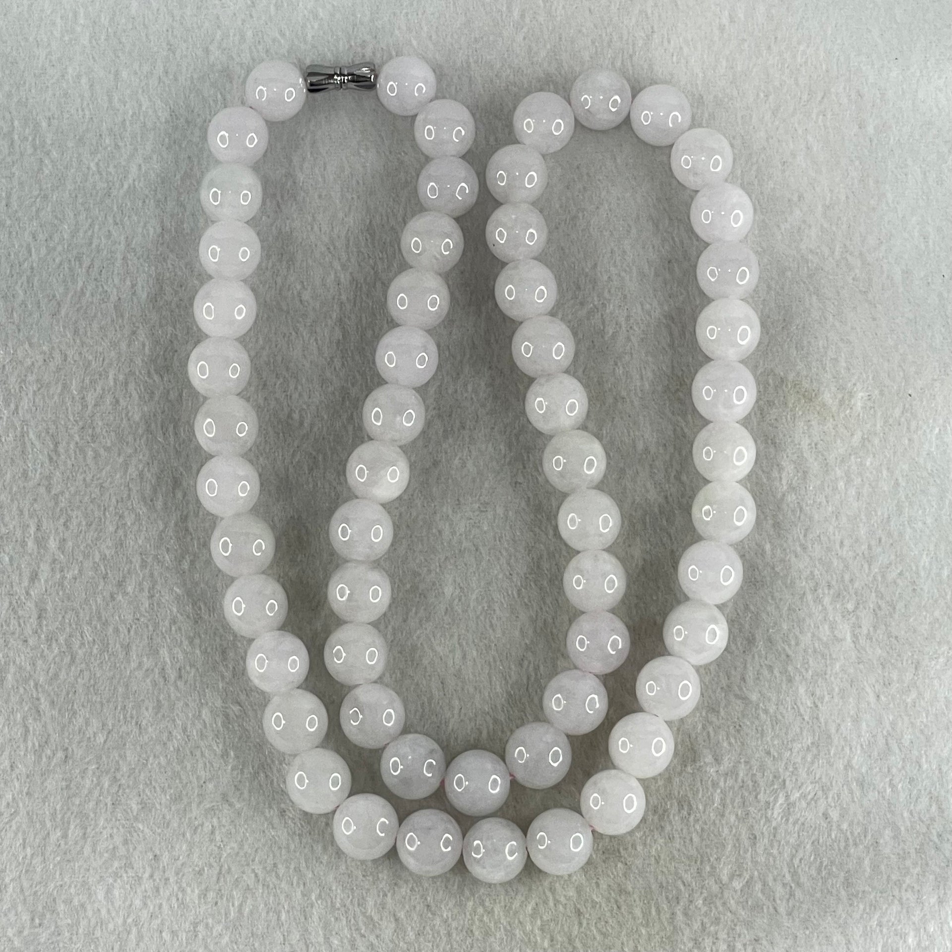 Type A Full Faint Lavender Jadeite Beads Necklace 94.46g 54cm 9.9mm 57 Beads - Huangs Jadeite and Jewelry Pte Ltd