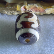 Natural Powerful Tibetan Old Oily Black White Agate Green Tara Dzi Bead Heavenly Master (Tian Zhu) 绿度母天珠 4.78g 17.4 by 13.4mm - Huangs Jadeite and Jewelry Pte Ltd