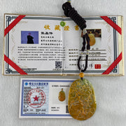 Grandmaster Type A Reddish Brown with Green Patches Jadeite Shan Shui with Twin Gui Ren Benefactor Pendant 黄山美景 36.38g 64.7 by 43.9 by 6.5mm - Huangs Jadeite and Jewelry Pte Ltd