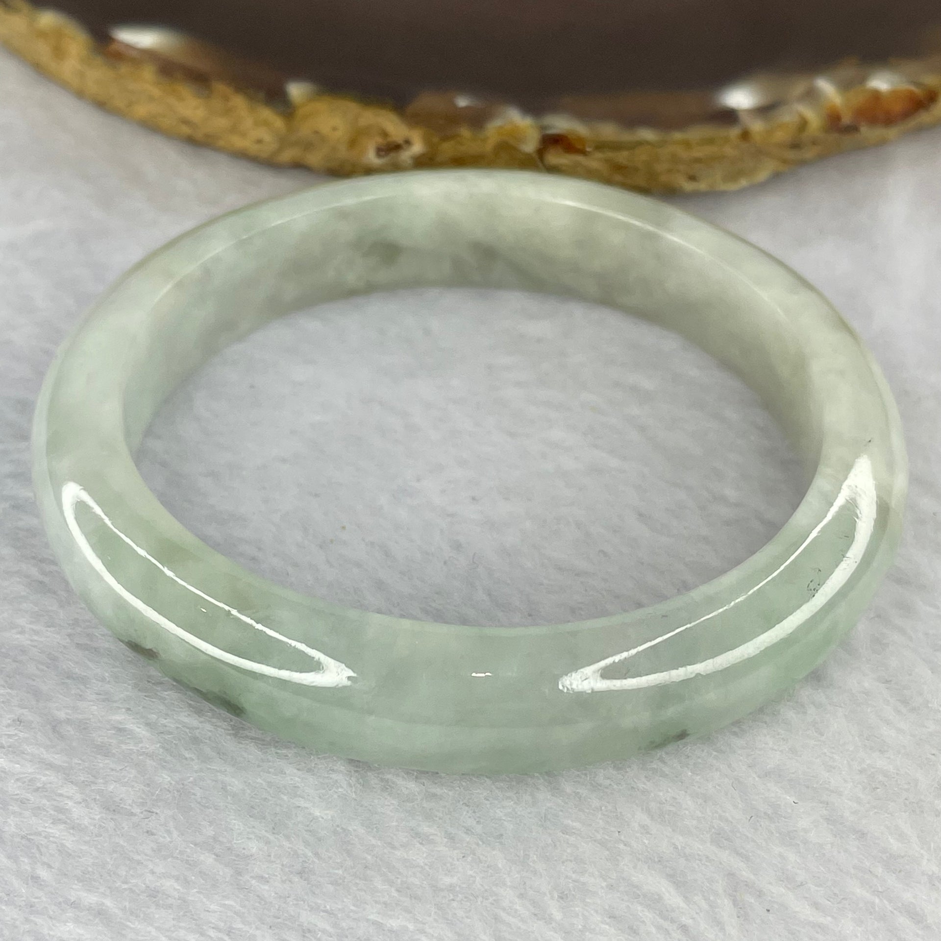 Type Seni Icy Light Sky Blue With Blueish Green Piao Hua 47.68g 12.0 by 8.1 mm Internal Diameter 56.8 mm (Slight External Lines) - Huangs Jadeite and Jewelry Pte Ltd