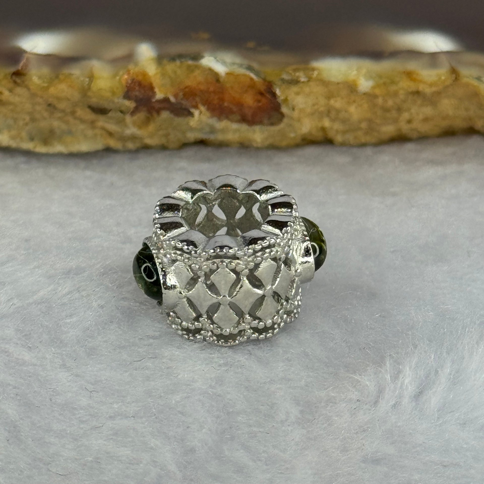 Natural Czech Republic Moldavite Meteorite Crystal in S925 Sliver Bracelet Charm 2.35g 15.1 by 11.5 by 9.3 / 6.0 by 3.5 by 2.0mm - Huangs Jadeite and Jewelry Pte Ltd