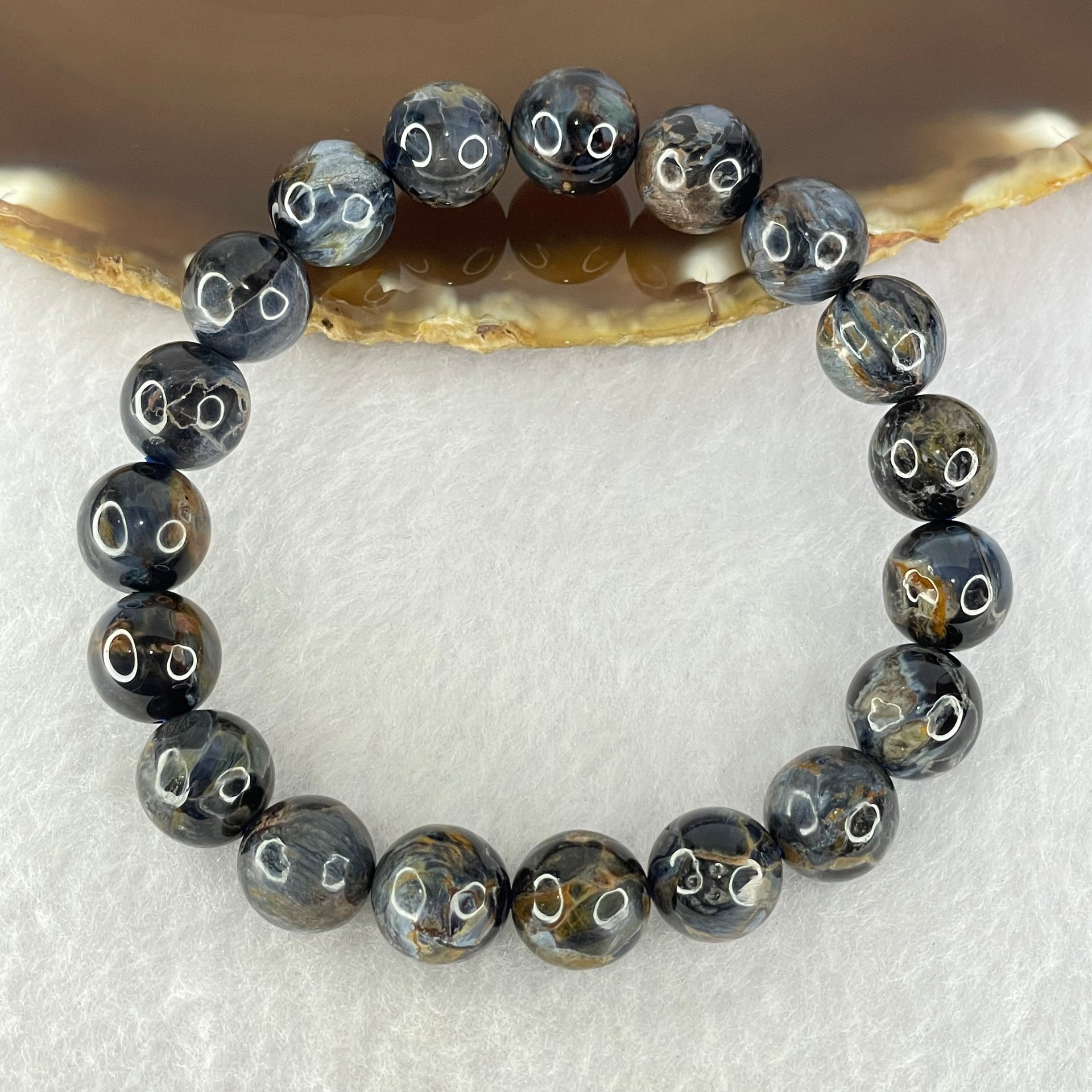 Good Grade Natural Petersite Beads Bracelet 30.14g 17cm 10.8mm 19 Beads - Huangs Jadeite and Jewelry Pte Ltd