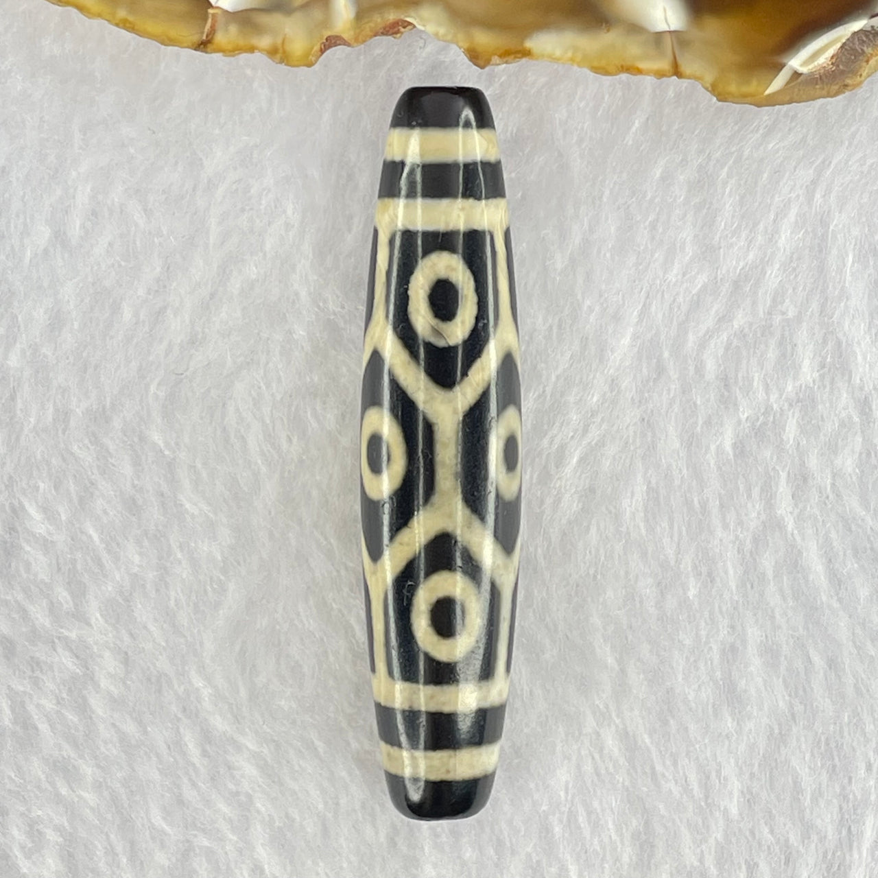 Natural Powerful Tibetan Old Oily Agate 9 Eyes Dzi Bead Heavenly Master (Tian Zhu) 九眼天诛 13.91g 57.4 by 12.8mm - Huangs Jadeite and Jewelry Pte Ltd