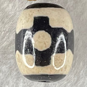 Natural Powerful Tibetan Old Oily Dark Brown With White Agate 3 Eyes Dzi Bead Heavenly Master (Tian Zhu) 三眼天诛 5.07g 17.9 by 13.5mm - Huangs Jadeite and Jewelry Pte Ltd