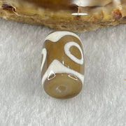 Natural Powerful Tibetan Old Oily Dark Brown With White Agate 3 Eyes Dzi Bead Heavenly Master (Tian Zhu) 三眼天诛 3.10g 15.6 by 10.6mm - Huangs Jadeite and Jewelry Pte Ltd