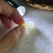 Type A Faint Lavender with Yellow Spots Jadeite Hulu with Diamonds in 18K AU750 Yellow Gold Four Leaf Clover Pendant 1.94g 15.8 by 10.9 by 5.0mm - Huangs Jadeite and Jewelry Pte Ltd