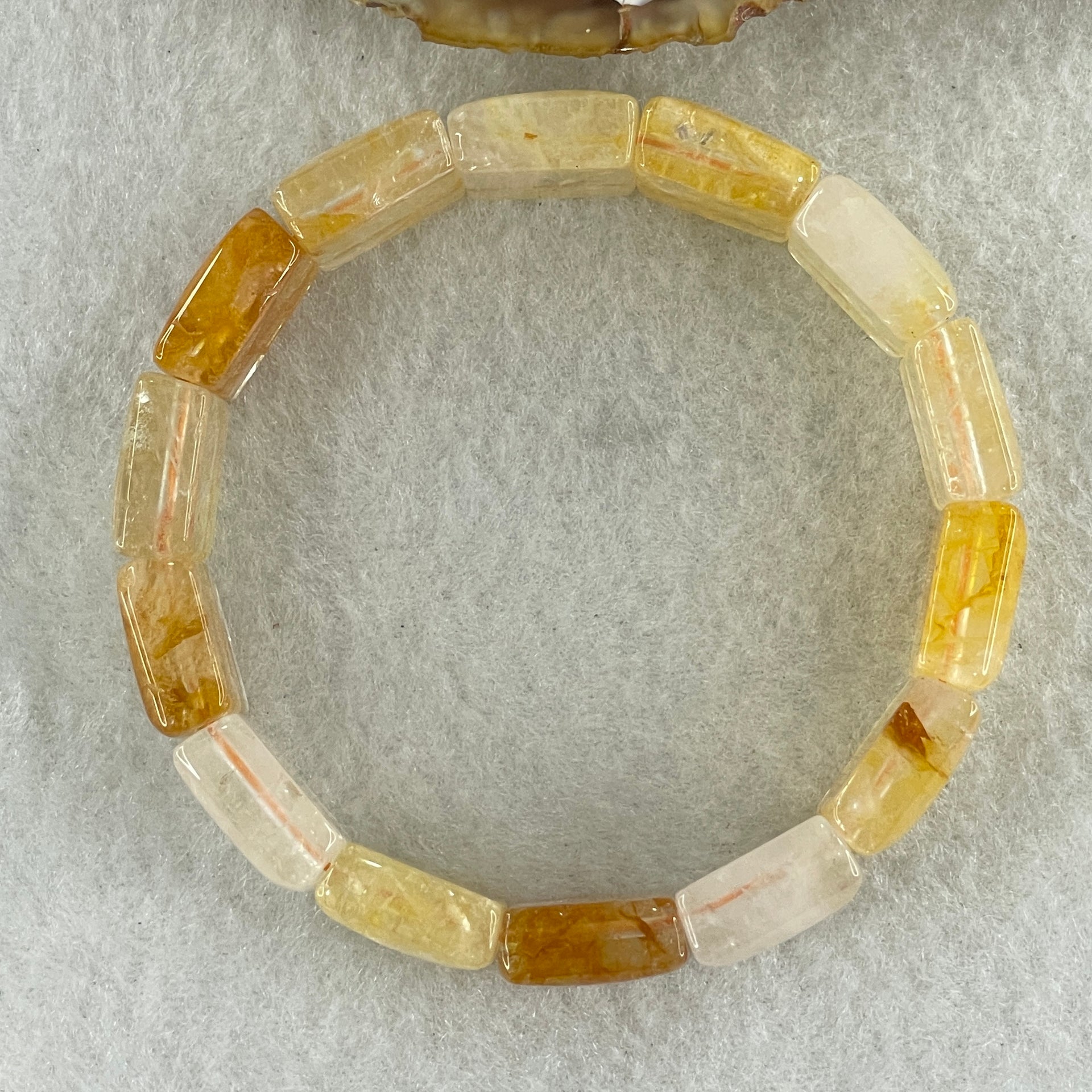 Natural Ferruginous Quartz Bracelet 38.45g 17cm 13.9 by 13.8 by 7.1mm 14 pcs - Huangs Jadeite and Jewelry Pte Ltd