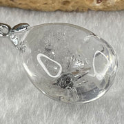 Natural Clear Quartz with Black Tourmaline Teardrop Charm with S925 Sliver Clasps in String Necklace 8.92g 24.4 by 17.9 by 14.5mm - Huangs Jadeite and Jewelry Pte Ltd