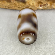 Natural Powerful Tibetan Old Oily Dark Brown With White Agate 3 Eyes Dzi Bead Heavenly Master (Tian Zhu) 三眼天诛 3.95g 19.6 by 10.8mm - Huangs Jadeite and Jewelry Pte Ltd