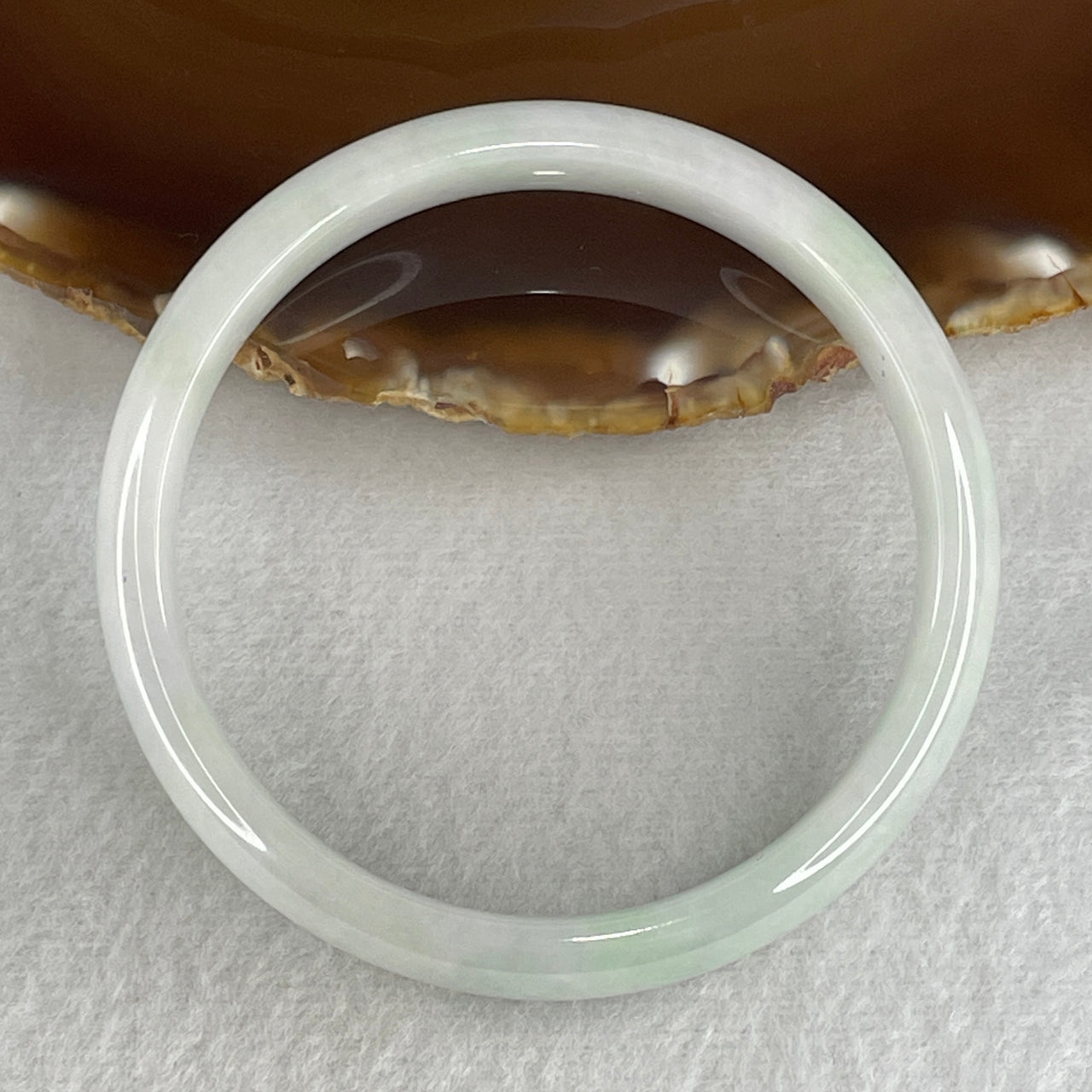 59.8mm Genuine Type A Jadeite Bangle - Large Size Faint Green Lavender Natural Jadeite Jewelry - 40.32g Wide Untreated Jade Bracelet for Women 11.2x7.0mm Wide (Very Slight Internal Lines)