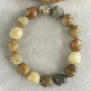 Natural Mixed Color Bodhi Beads in Paw Bracelet 20.26g 17cm 12.8mm 16 Beads - Huangs Jadeite and Jewelry Pte Ltd