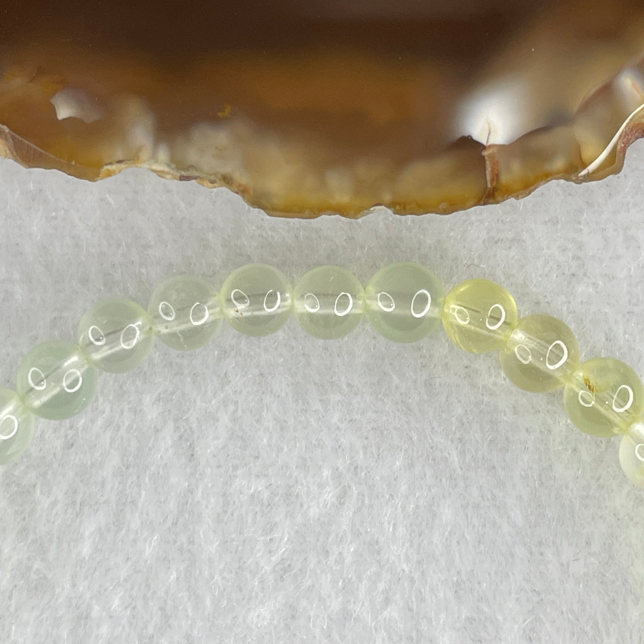 Good Grade Natural Prehnite Bead Bracelet | Delicate Translucent Chartreuse Gemstone Stretch Bracelet (7.81g | 16.5cm | 5.8mm Beads | 38 Beads)
