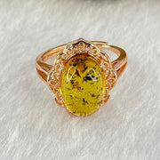 Natural Yellow Amber in S925 Rose Gold Color Ring 2.45g 13.0 by 8.7 by 6.0mm - Huangs Jadeite and Jewelry Pte Ltd
