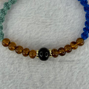 Natural Golden Medicine 6.1mm 10 Beads and Blood Red 9.3mm 1 Bead Amber String Bracelet 天然抚顺琥珀加黄金药琥珀手链 3.78g 15cm - Huangs Jadeite and Jewelry Pte Ltd