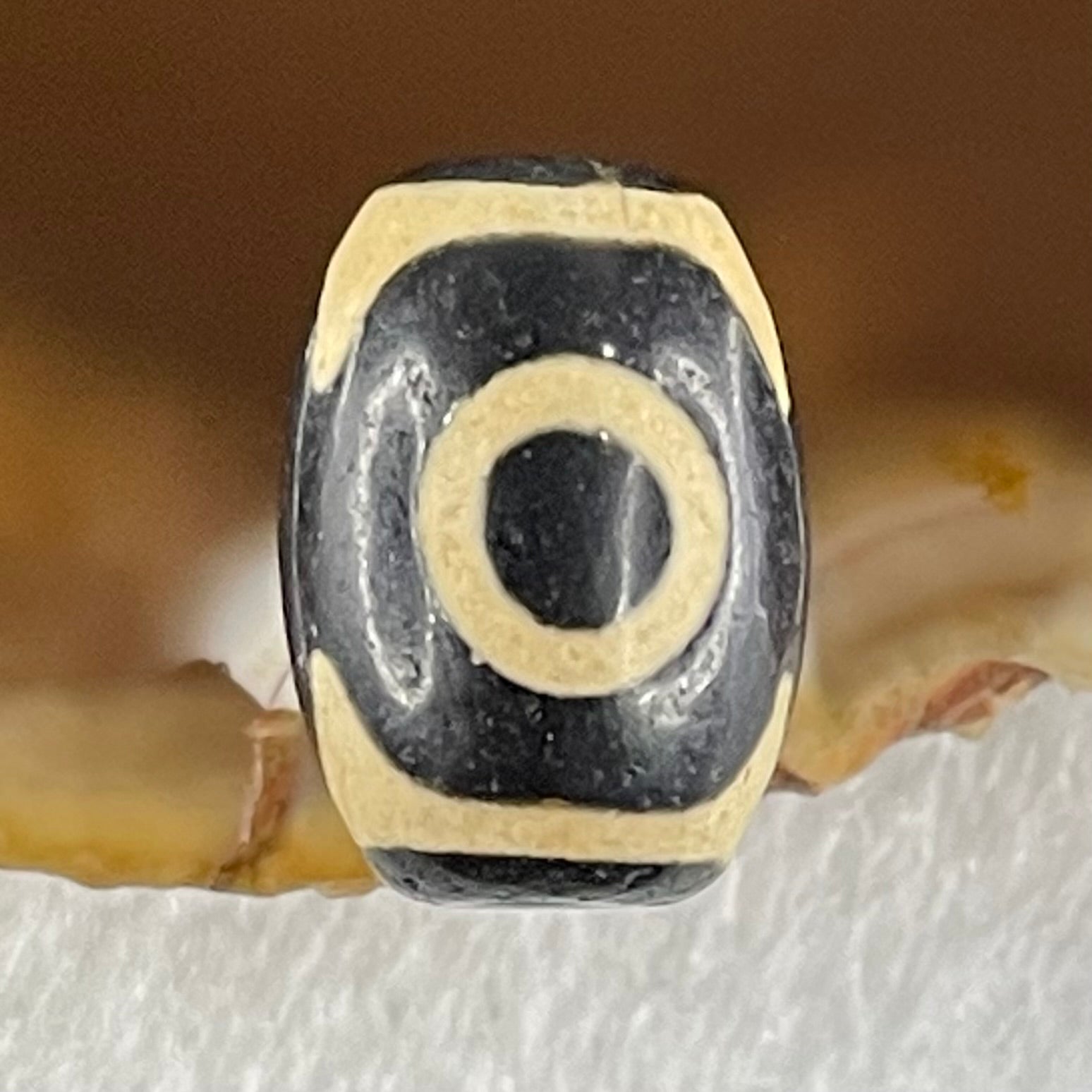 Natural Powerful Tibetan Old Oily Agate 3 Eyes Dzi Bead Heavenly Master (Tian Zhu) 三眼天诛 1.96g 13.8 by 10.0mm - Huangs Jadeite and Jewelry Pte Ltd