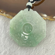 Type A Light Green Jadeite Tai Chi Bagua Pendant Necklace 33.87g 48.3 by 46.0 by 5.4mm - Huangs Jadeite and Jewelry Pte Ltd