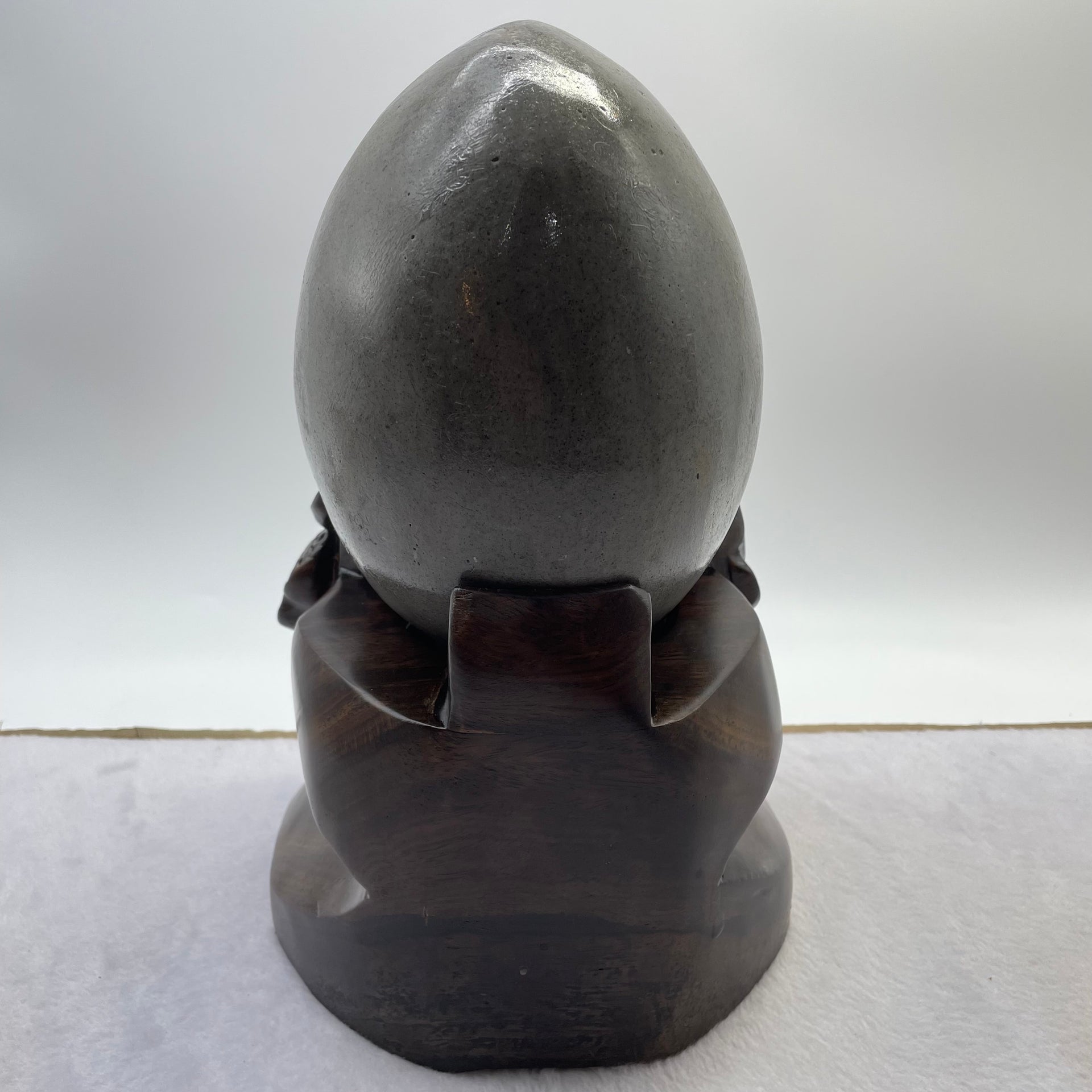 Natural Deep Purple Amethyst Egg with Wooden Stand Display 5,913.4g 170.0 by 165.0 by 270.0mm - Huangs Jadeite and Jewelry Pte Ltd