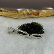 Natural Czech Republic Moldavite Meteorite Crystal in S925 Sliver Pendent 天然捷克陨石925银牌 7.85g 22.3 by 17.6 by 8.9mm - Huangs Jadeite and Jewelry Pte Ltd