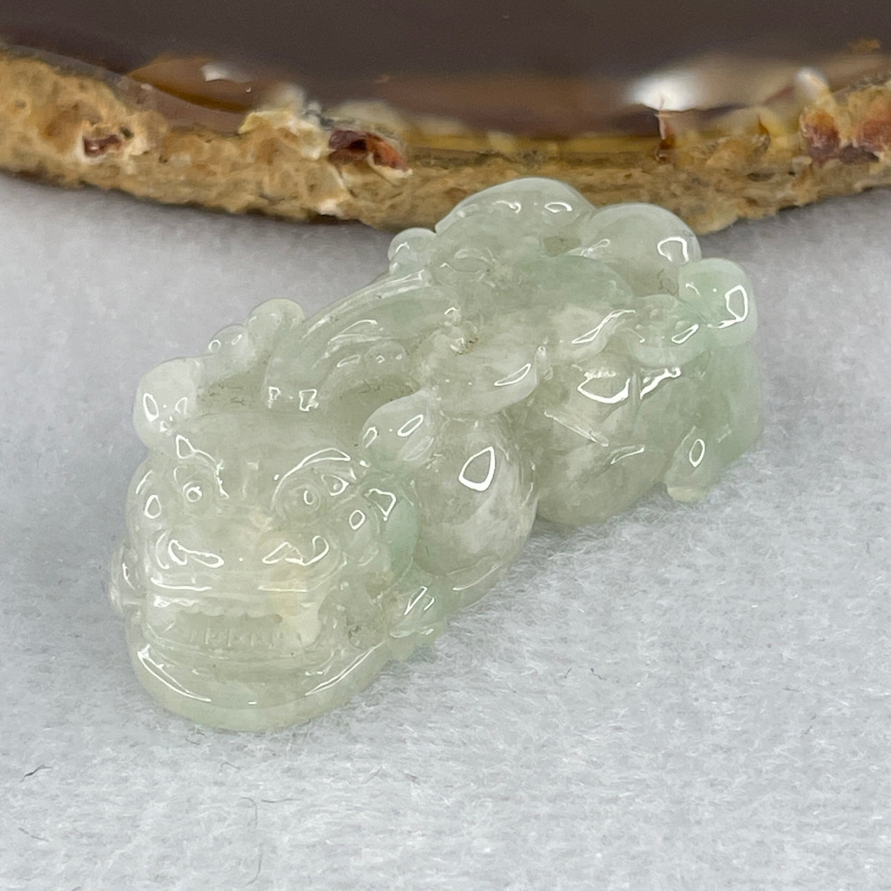 Special Natural Type A Light Green Jadeite Male Pixiu Pendant 20.74g 40.7 by 19.9 by 12.4mm - Huangs Jadeite and Jewelry Pte Ltd