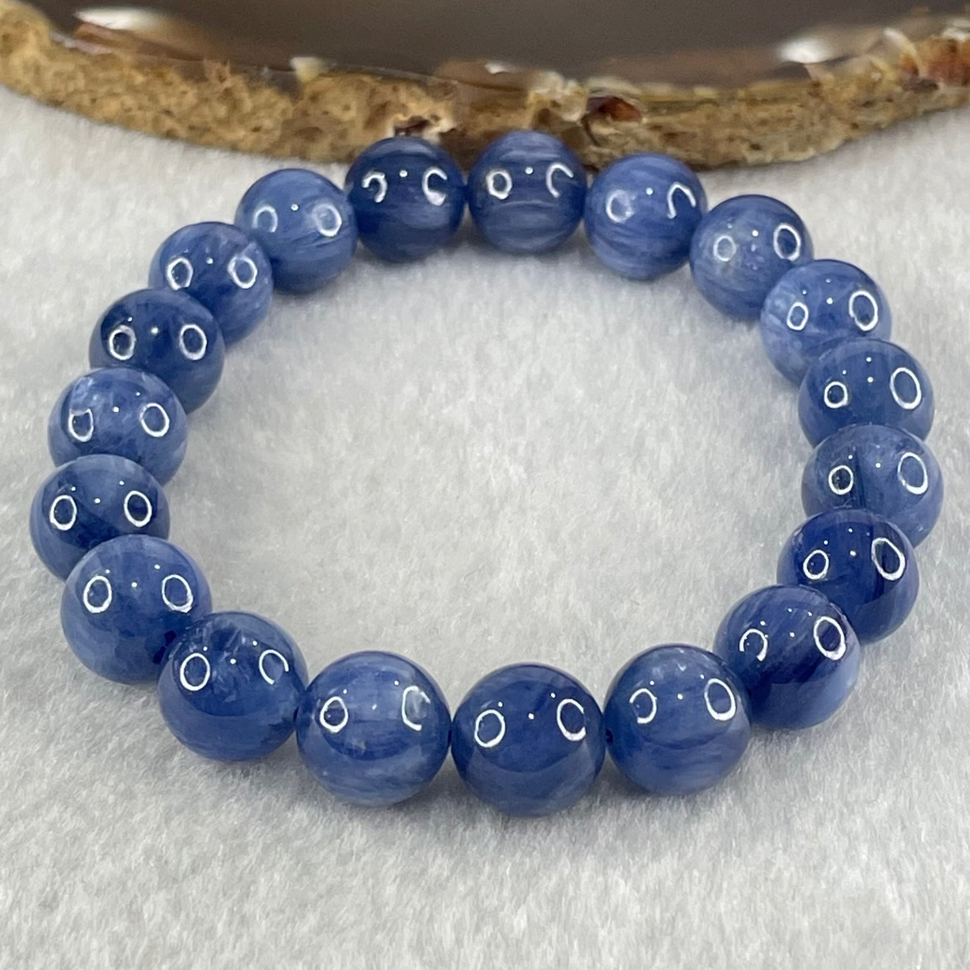 Natural Blue Kyanite Beads Bracelet 35.90g 15.5cm 10.3mm 19 Beads - Huangs Jadeite and Jewelry Pte Ltd