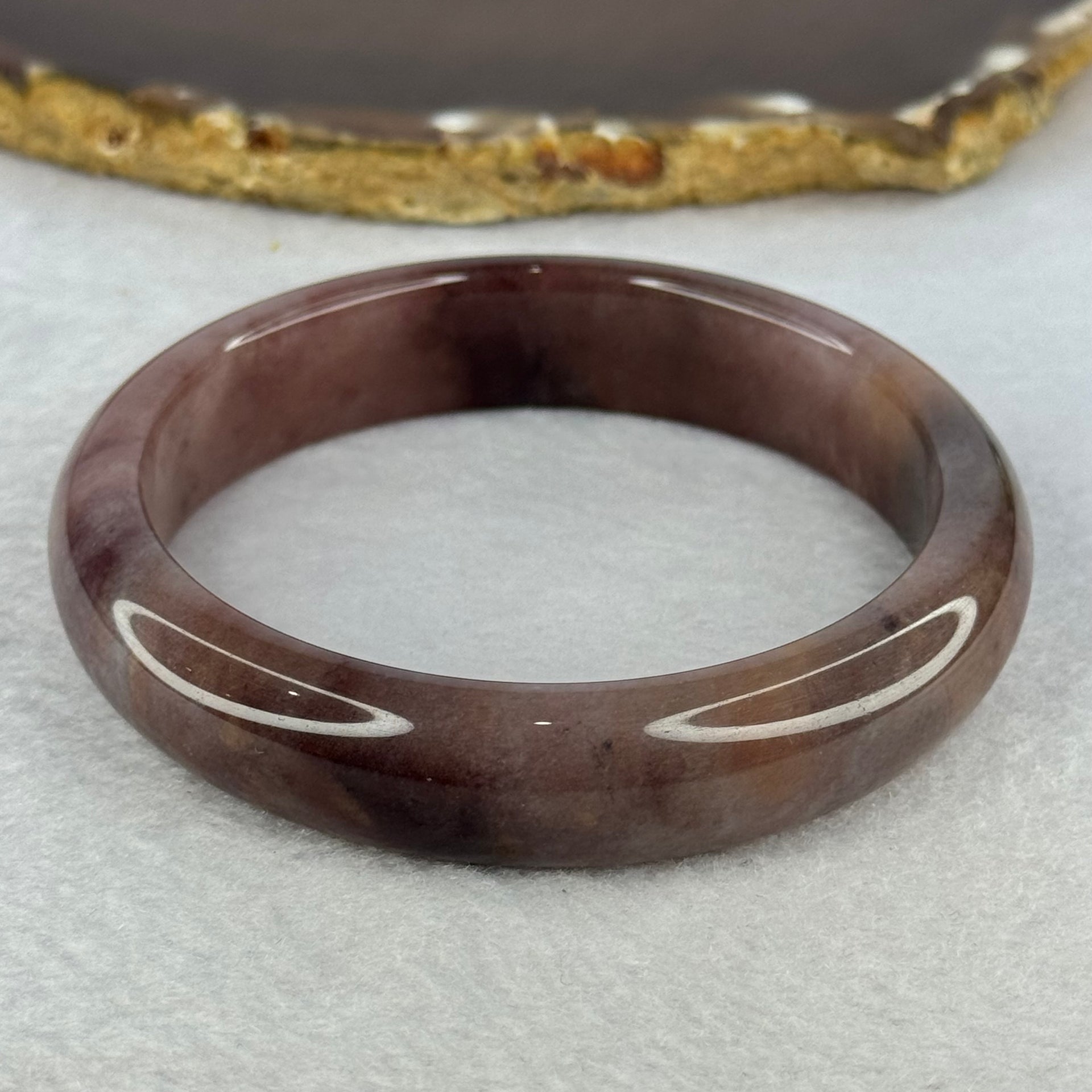 Transparent Dark Purple with Yellow Quartzite Jade Bangle 天山玉手镯 Internal Diameter 62.0mm 55.90g 14.8 by 8.8mm - Huangs Jadeite and Jewelry Pte Ltd