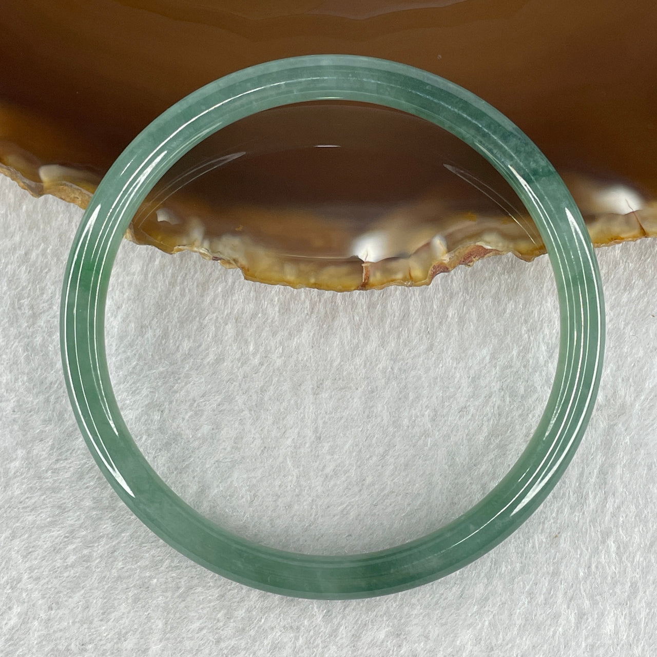 Natural Type A Semi Icy Blueish Green Jadeite Bangle 15.72g Inner Diameter 56.9mm Thickness 5.5 by 5.6mm (Perfect)