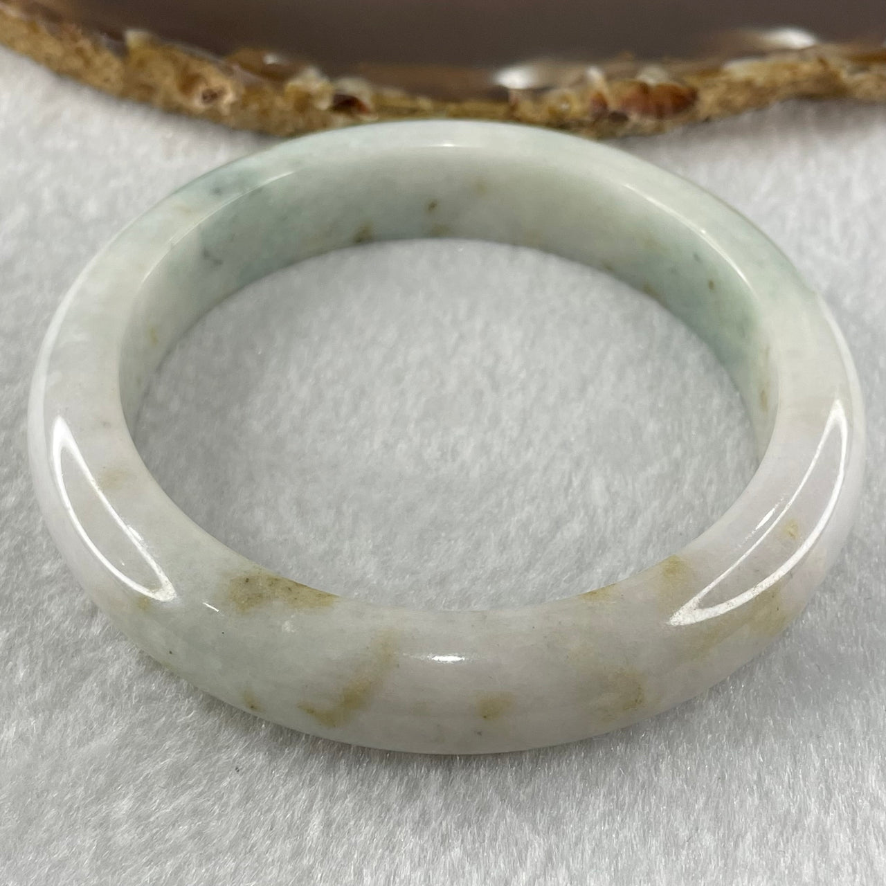 Type A Faint Lavender and Faint Blueish Green with Brown Patches Jadeite Bangle 62.77g Internal Diameter 59.2mm 12.6 by 8.7mm (Close to Perfect) - Huangs Jadeite and Jewelry Pte Ltd